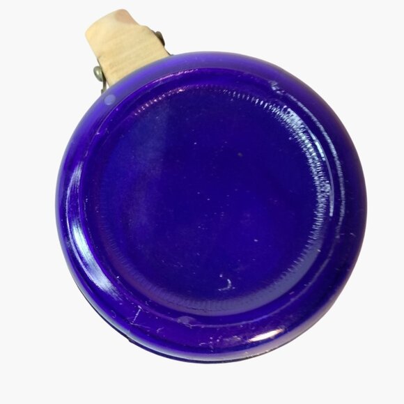 Quebec Canada Souvenir Cobalt Blue Glass Mug Wooden Handle Vintage - Picture 12 of 12